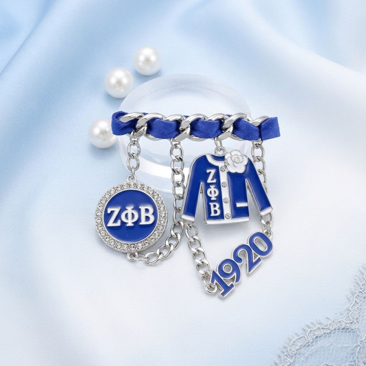 Zeta Phi Beta 1920 Ribbon Charm Brooch