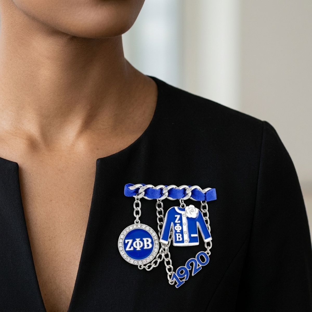 Zeta Phi Beta 1920 Ribbon Charm Brooch