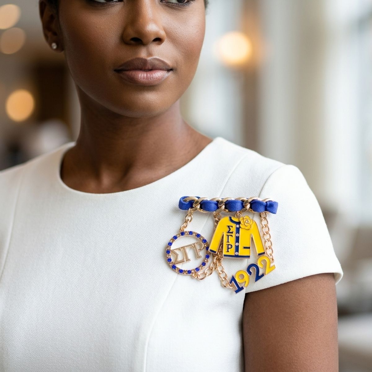Sigma Gamma Rho 1922 Ribbon Charm Brooch