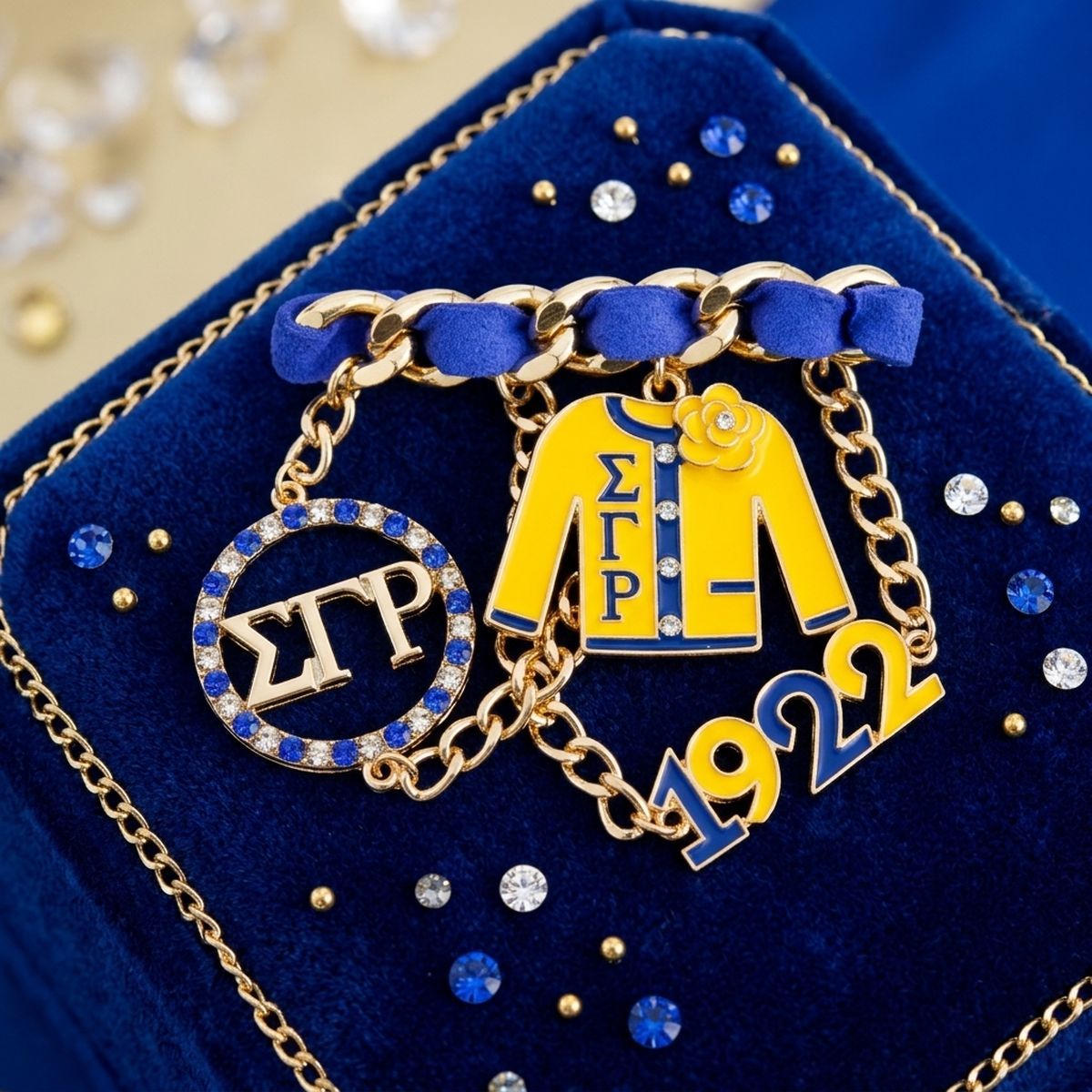 Sigma Gamma Rho 1922 Ribbon Charm Brooch