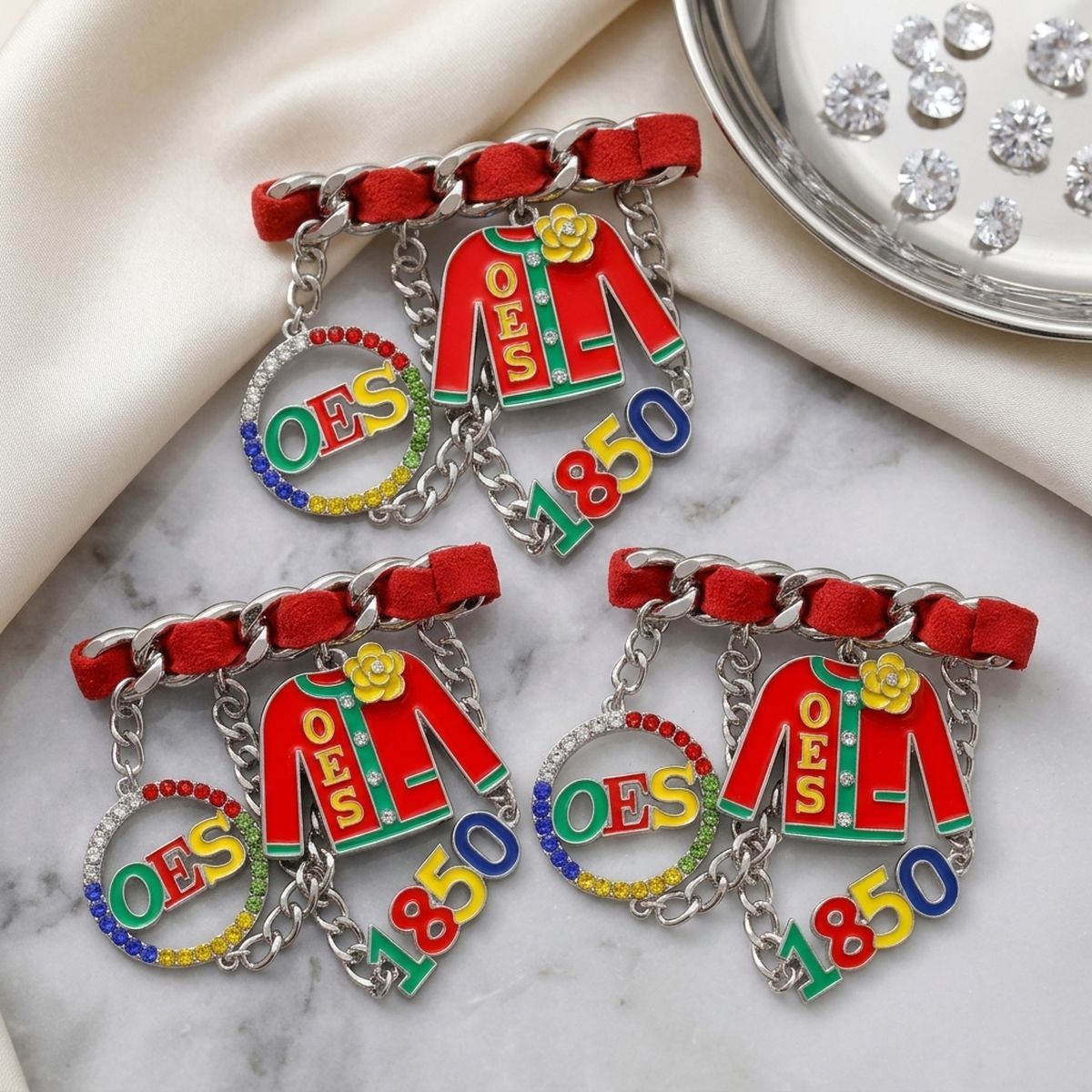 Order of the Eastern Star 1850 Ribbon Charm Brooch