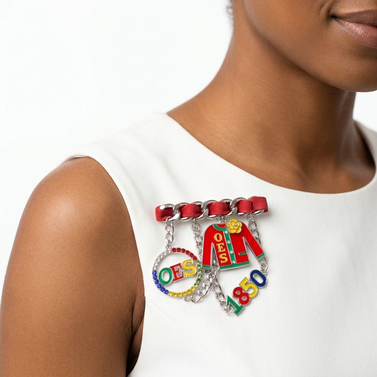 Order of the Eastern Star 1850 Ribbon Charm Brooch