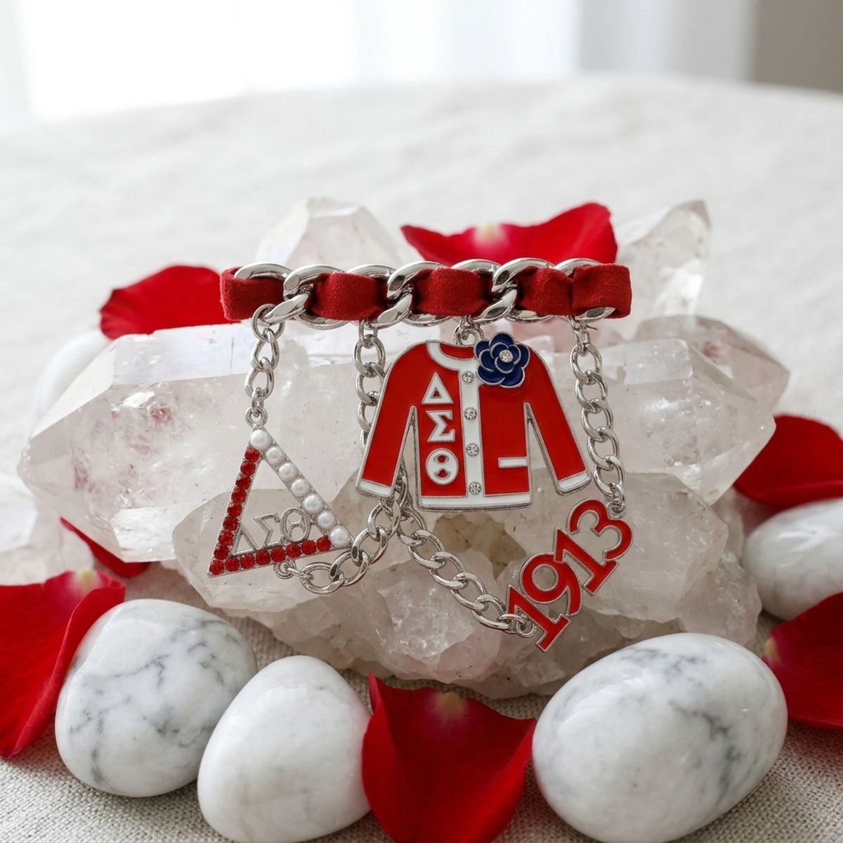 Delta Sigma Theta 1913 Ribbon Charm Brooch