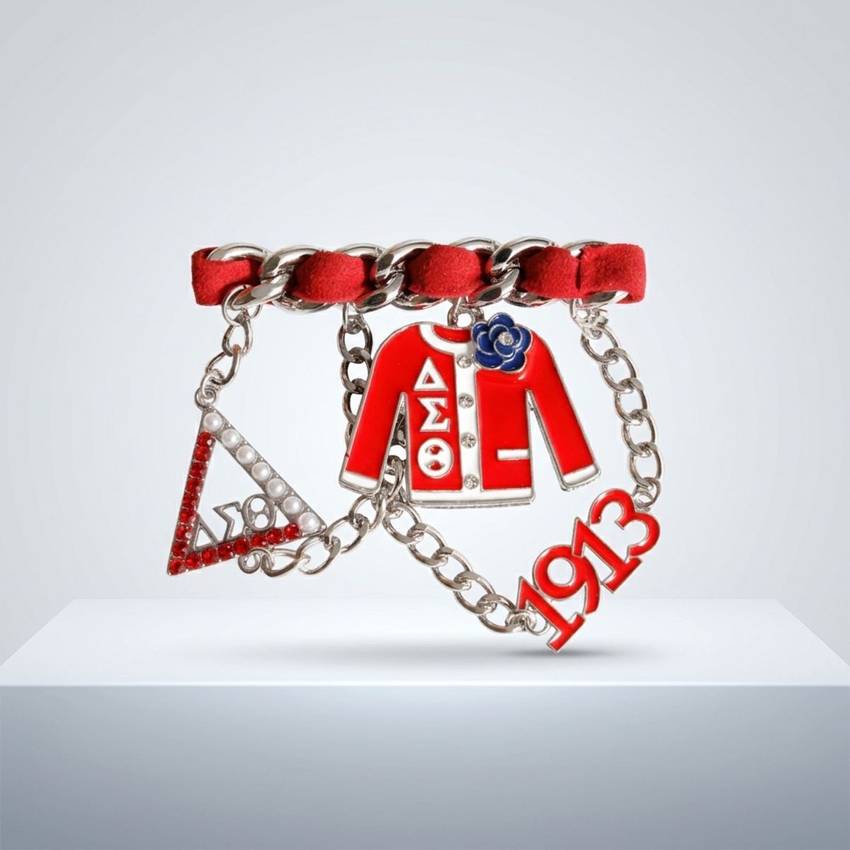 Delta Sigma Theta 1913 Ribbon Charm Brooch