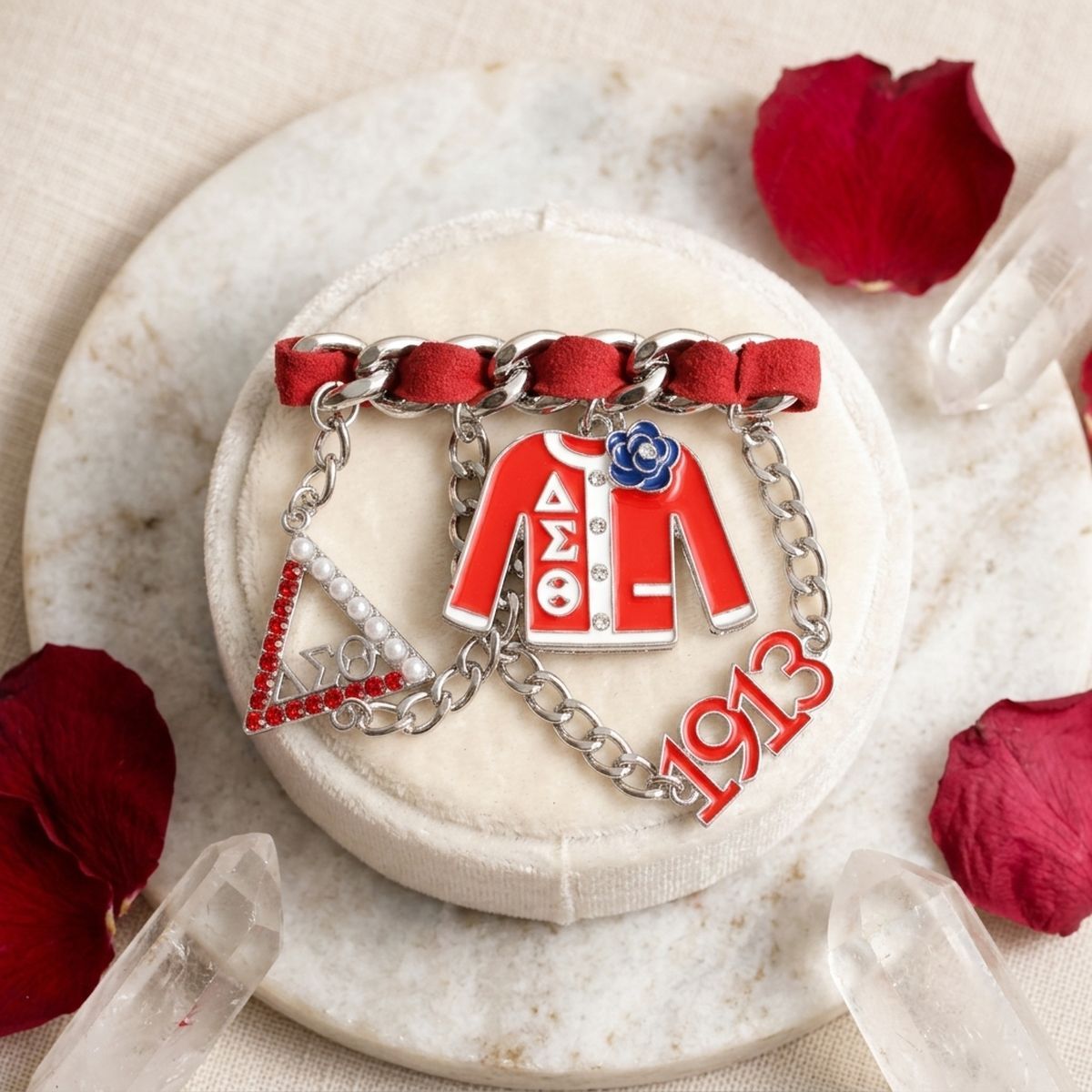 Delta Sigma Theta 1913 Ribbon Charm Brooch