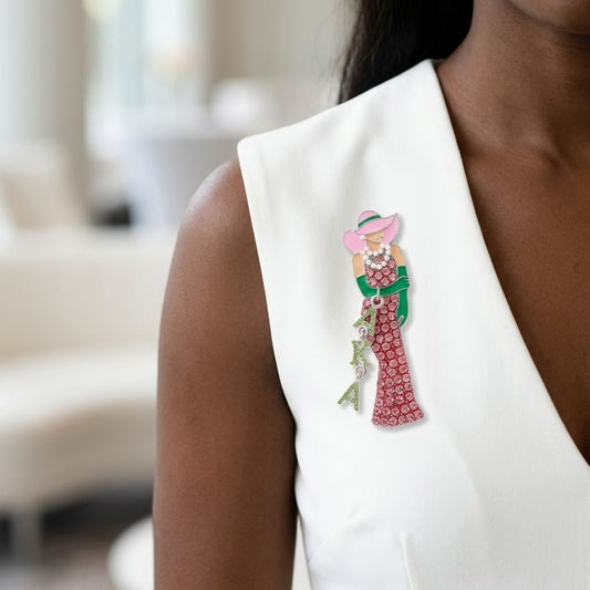 Alpha Kappa Alpha Glamour Lady Brooch Lapel Pin