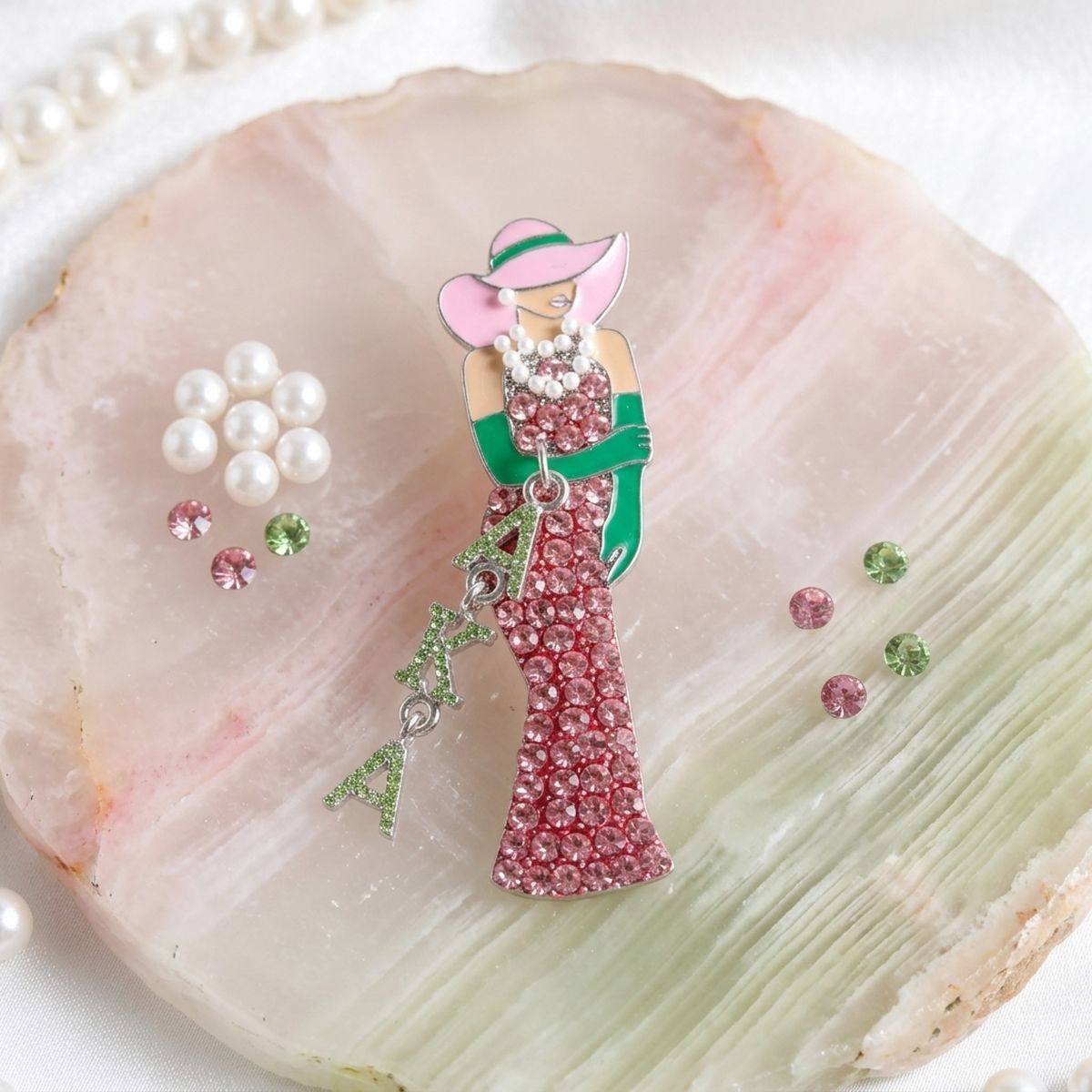 Alpha Kappa Alpha Glamour Lady Brooch Lapel Pin