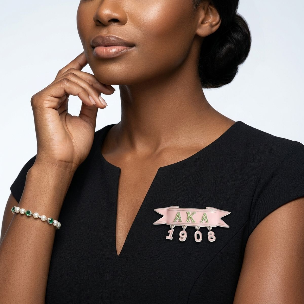 Alpha Kappa Alpha 1908 Banner Brooch Lapel Pin