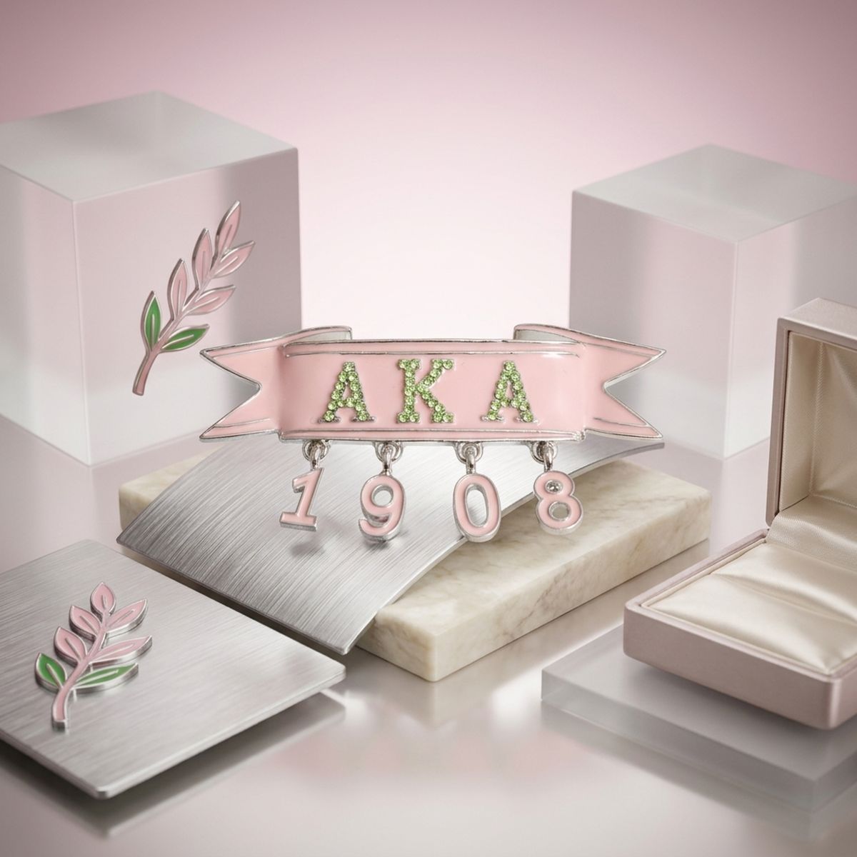 Alpha Kappa Alpha 1908 Banner Brooch Lapel Pin