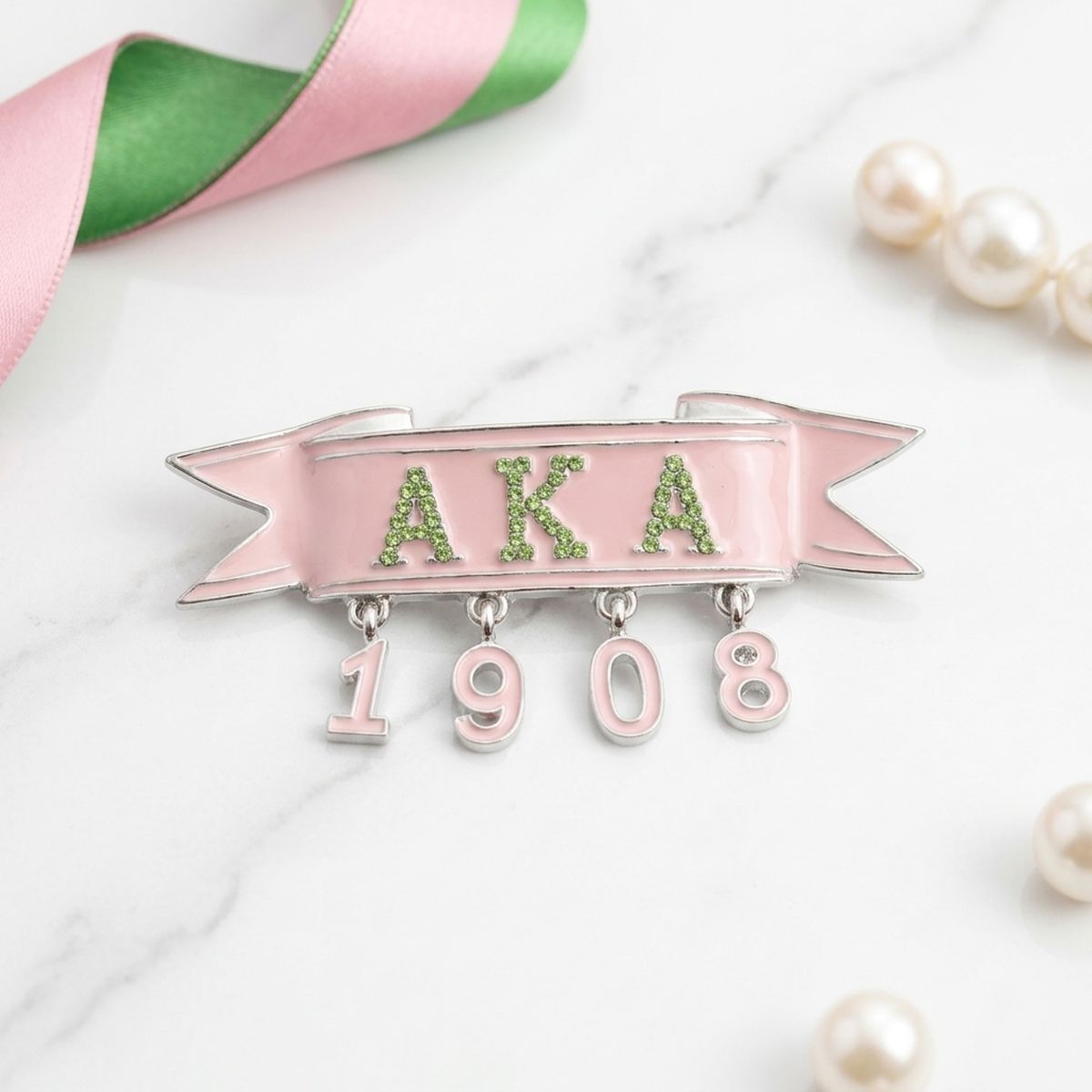 Alpha Kappa Alpha 1908 Banner Brooch Lapel Pin