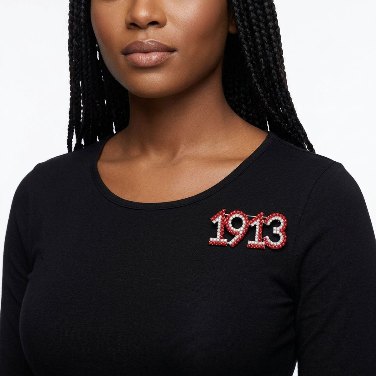 Delta Sigma Theta 1913 Red White Pearl Brooch Pin