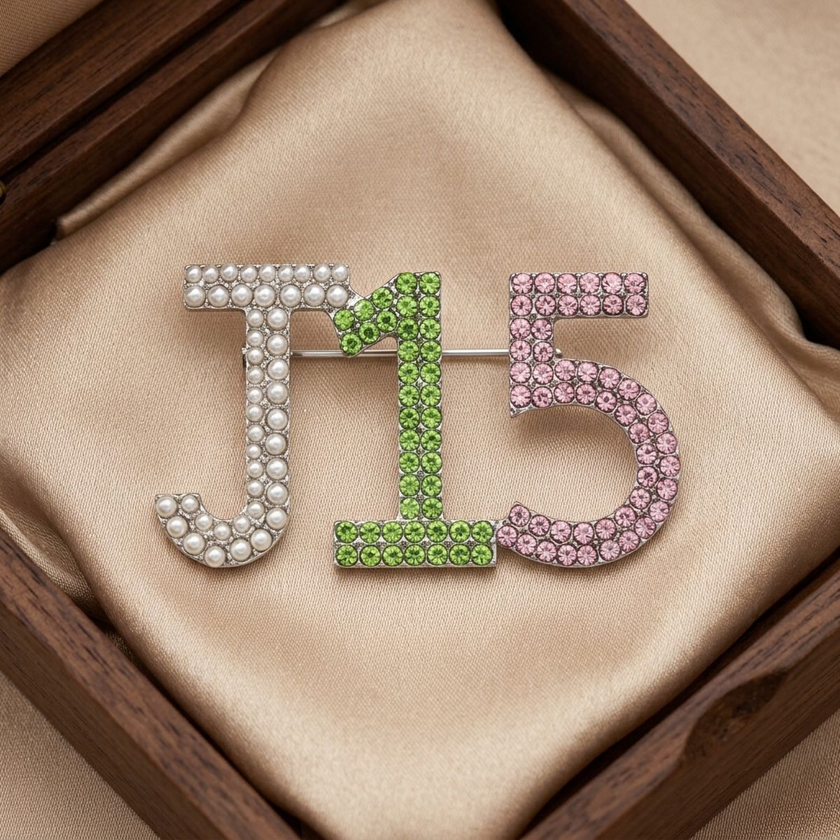 Alpha Kappa Alpha J15 Pearl Rhinestone Brooch