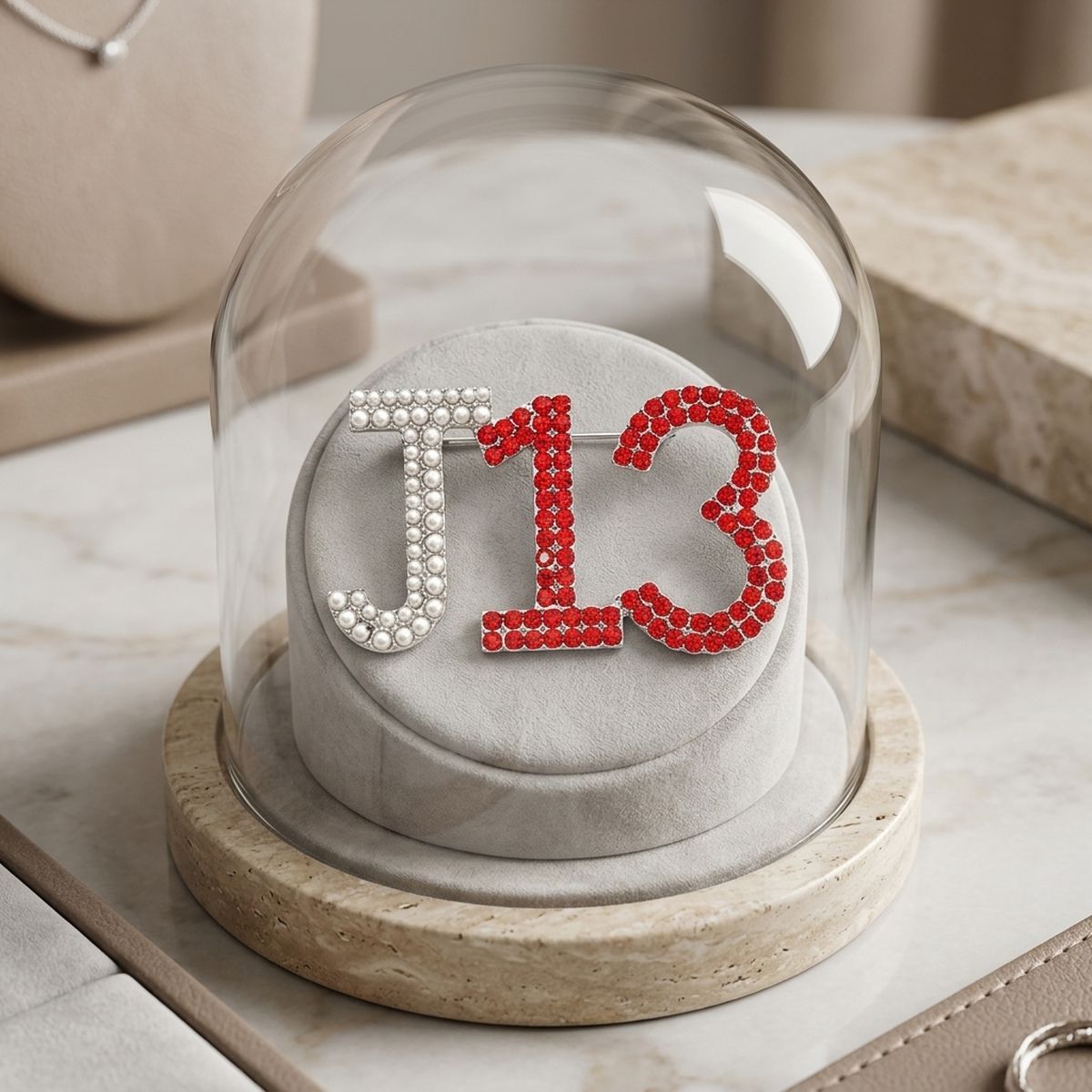 Delta Sigma Theta J13 Pearl Rhinestone Brooch