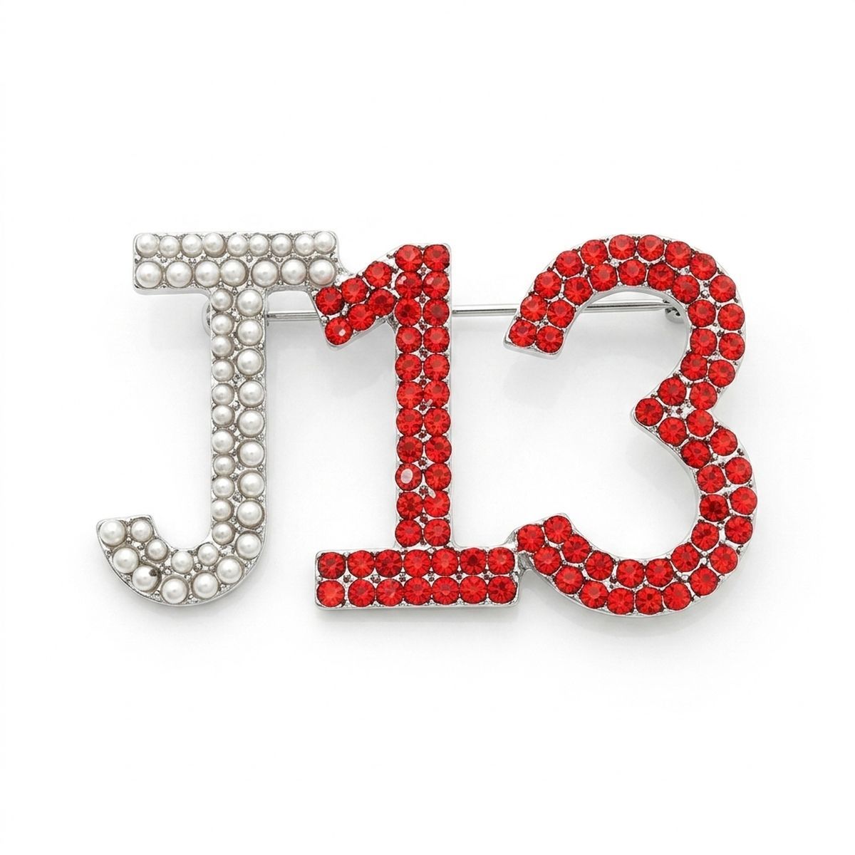Delta Sigma Theta J13 Pearl Rhinestone Brooch