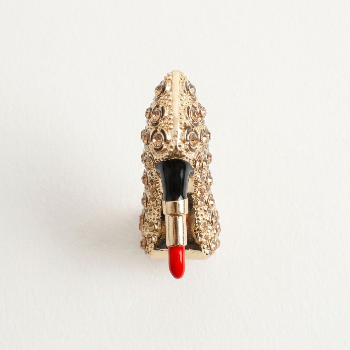 Gold & Brown Leopard High Heel Lipstick Brooch