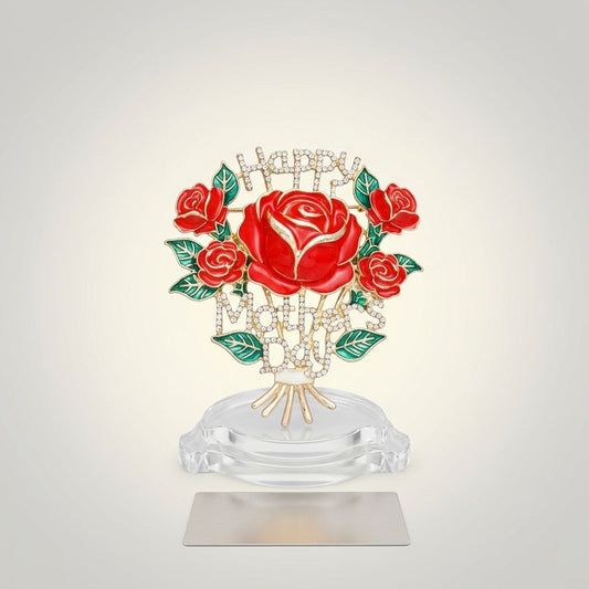 Brooch Gold Mother's Day Red Rose Bouquet Pin