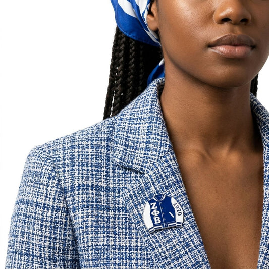 ZPB Varsity Jacket Blue and White Brooch Pin