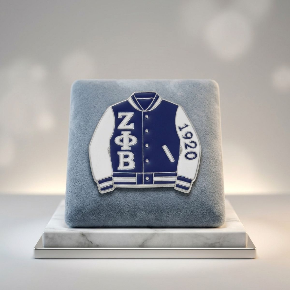 ZPB Varsity Jacket Blue and White Brooch Pin
