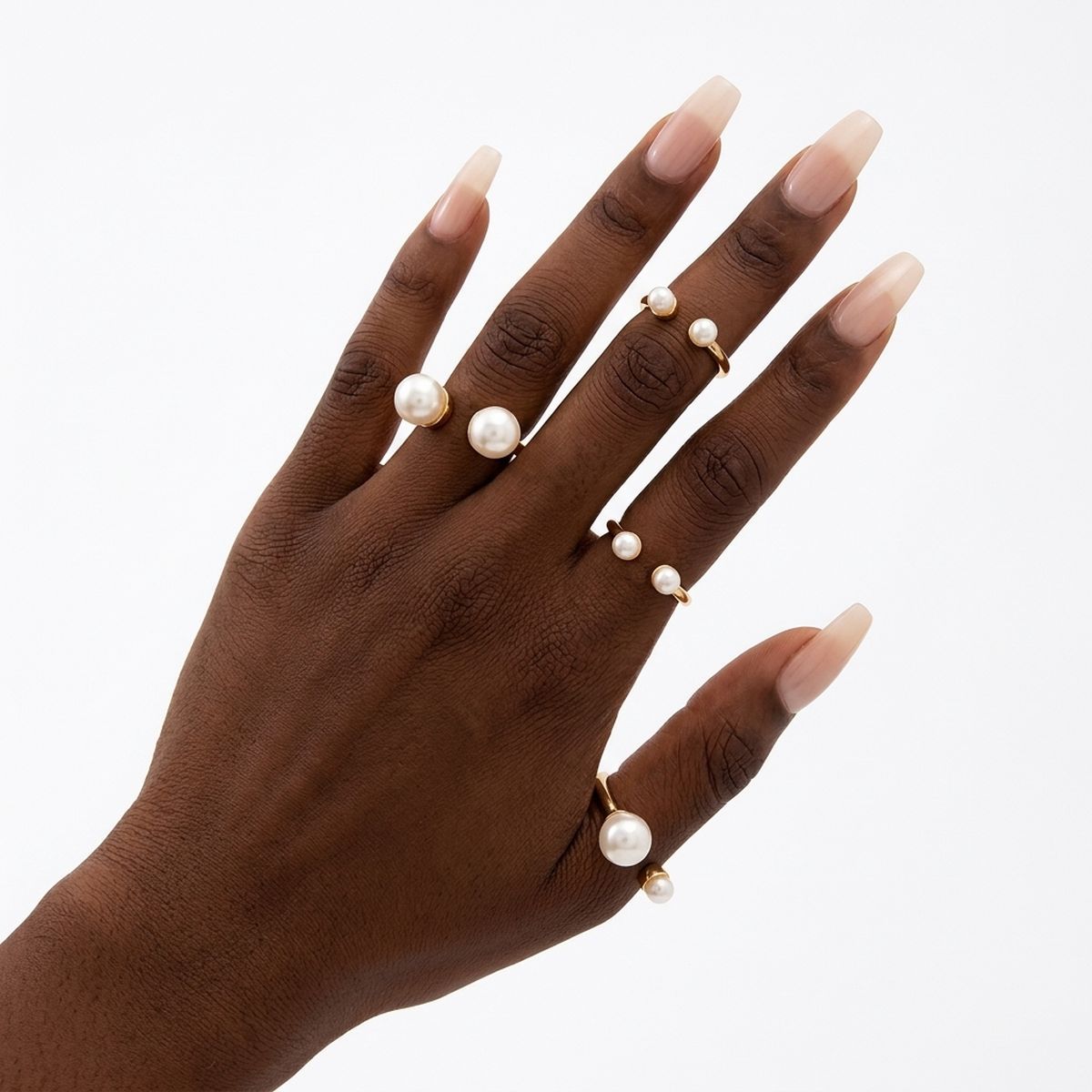 Cream Pearl Midi Ring Set