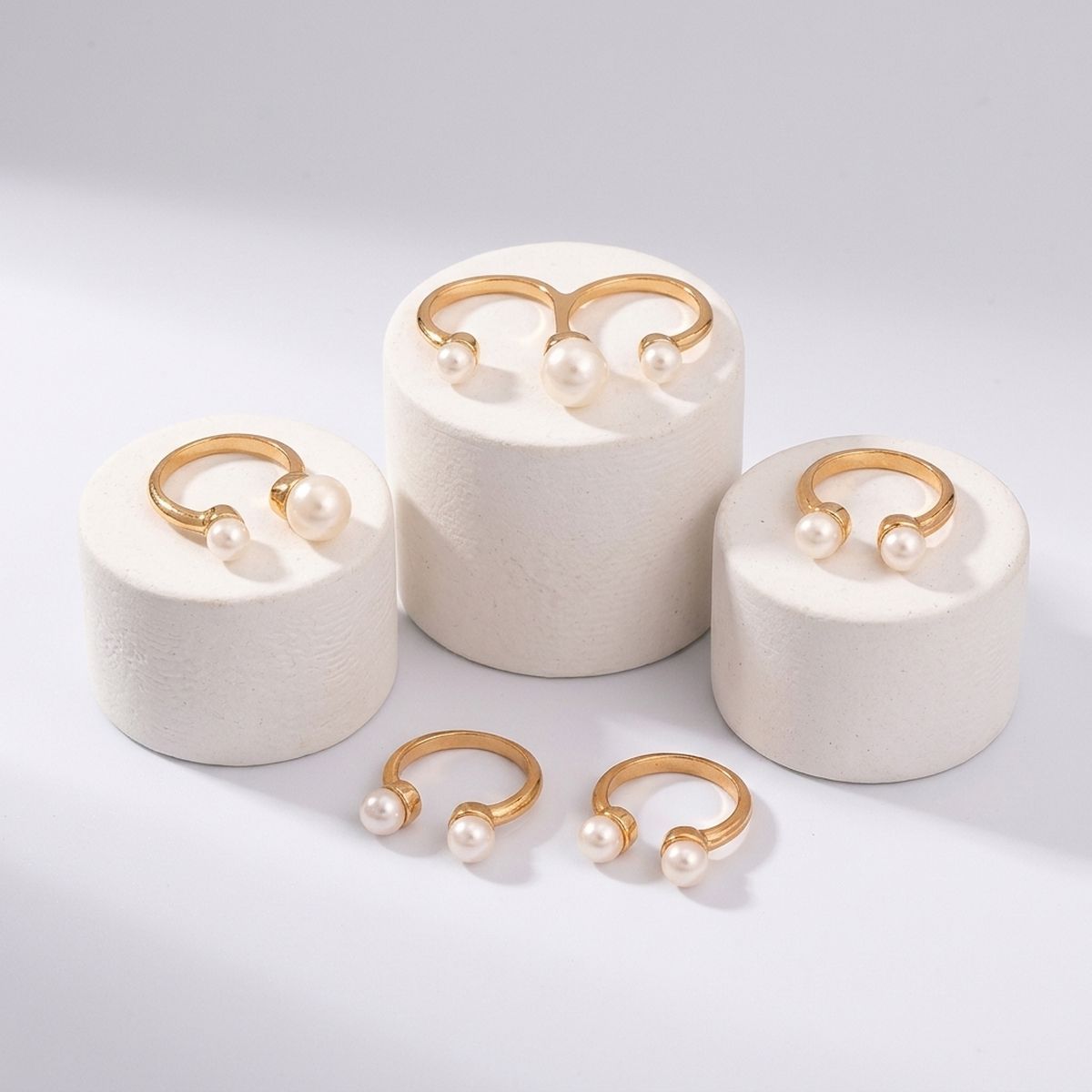 Cream Pearl Midi Ring Set