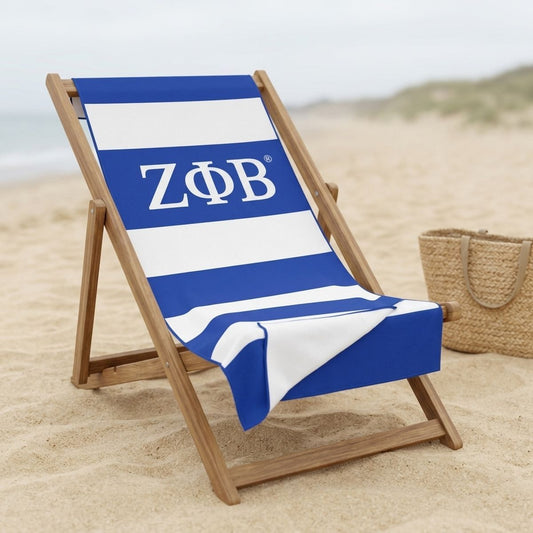 ZPB Blue and White Microfiber Stripe Beach Towel