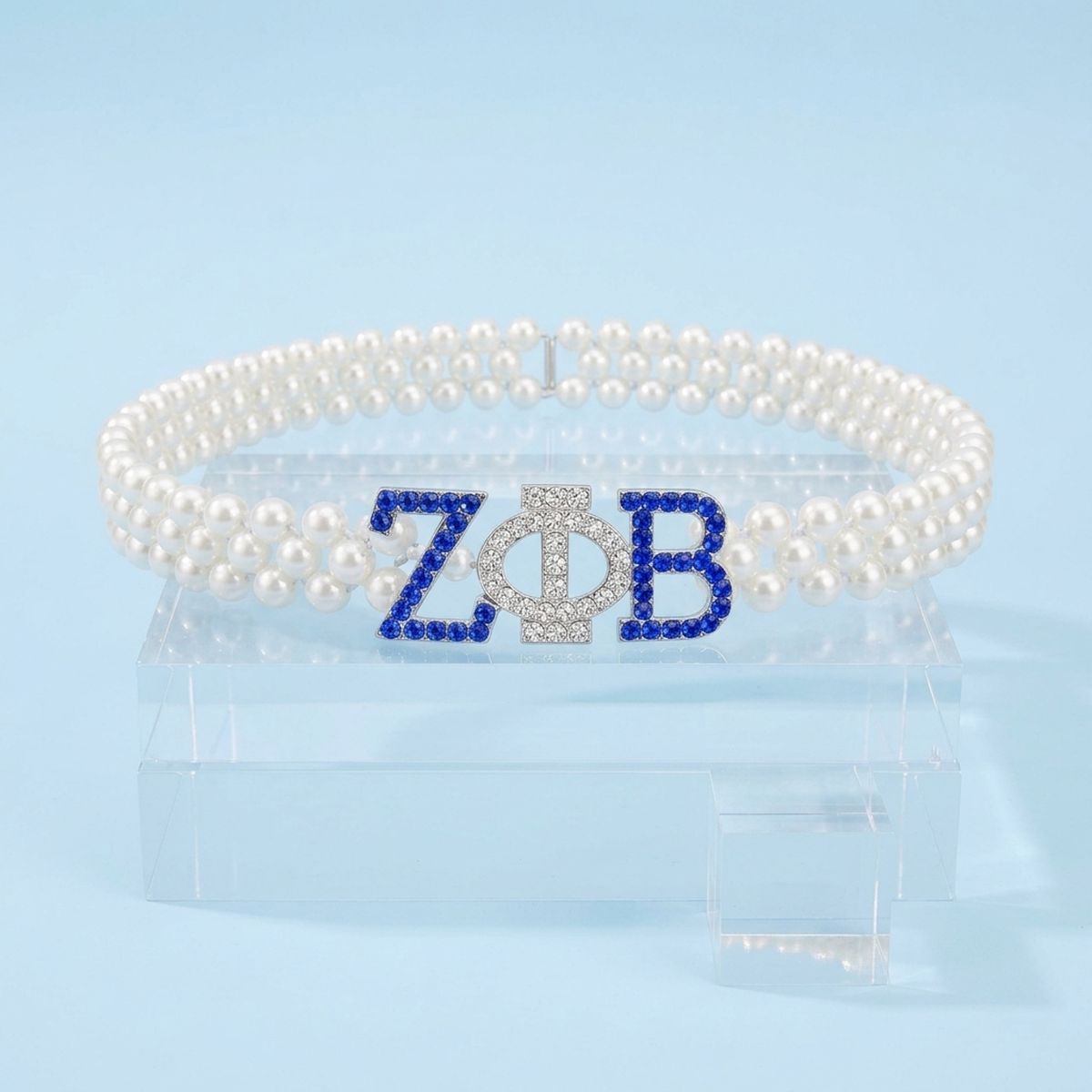 Zeta Phi Beta White Pearl Stretch Belt
