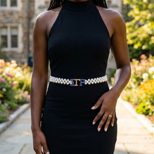 Sigma Gamma Rho White Pearl Stretch Belt