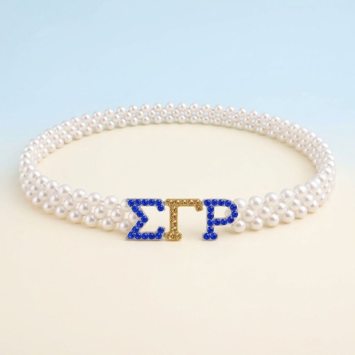Sigma Gamma Rho White Pearl Stretch Belt