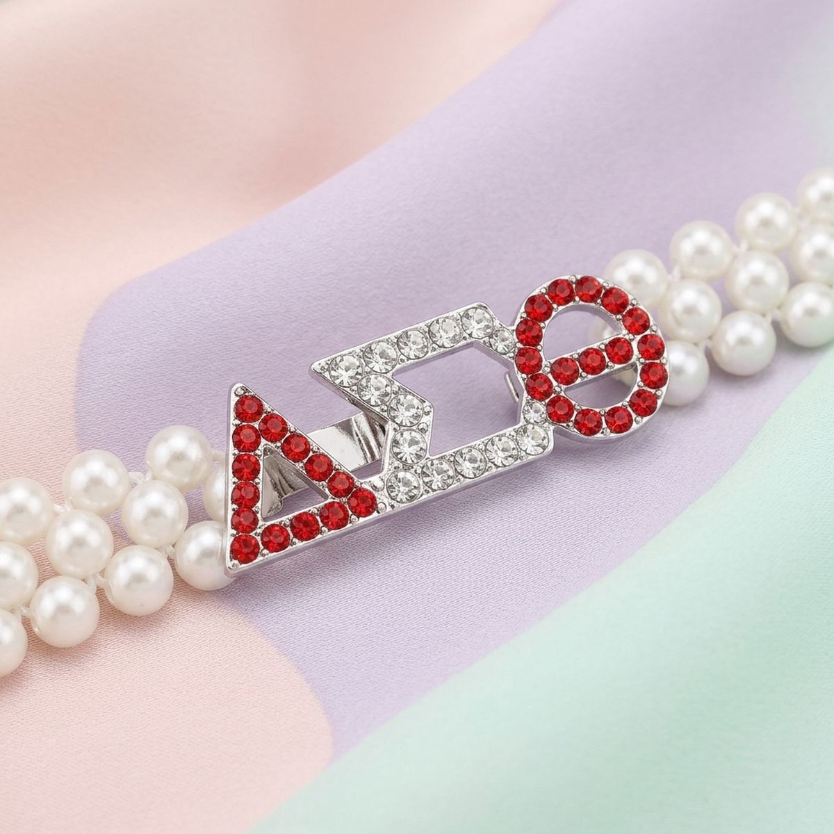 Delta Sigma Theta White Pearl Stretch Belt