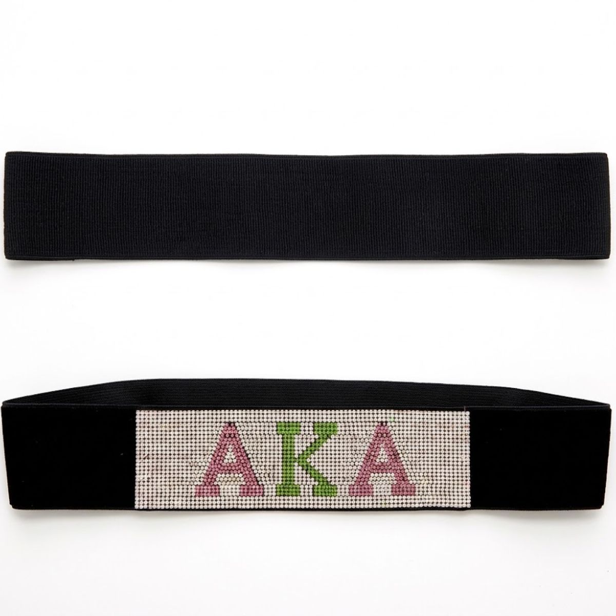 AKA Rhinestone Wide Black Stretch Canvas Belt