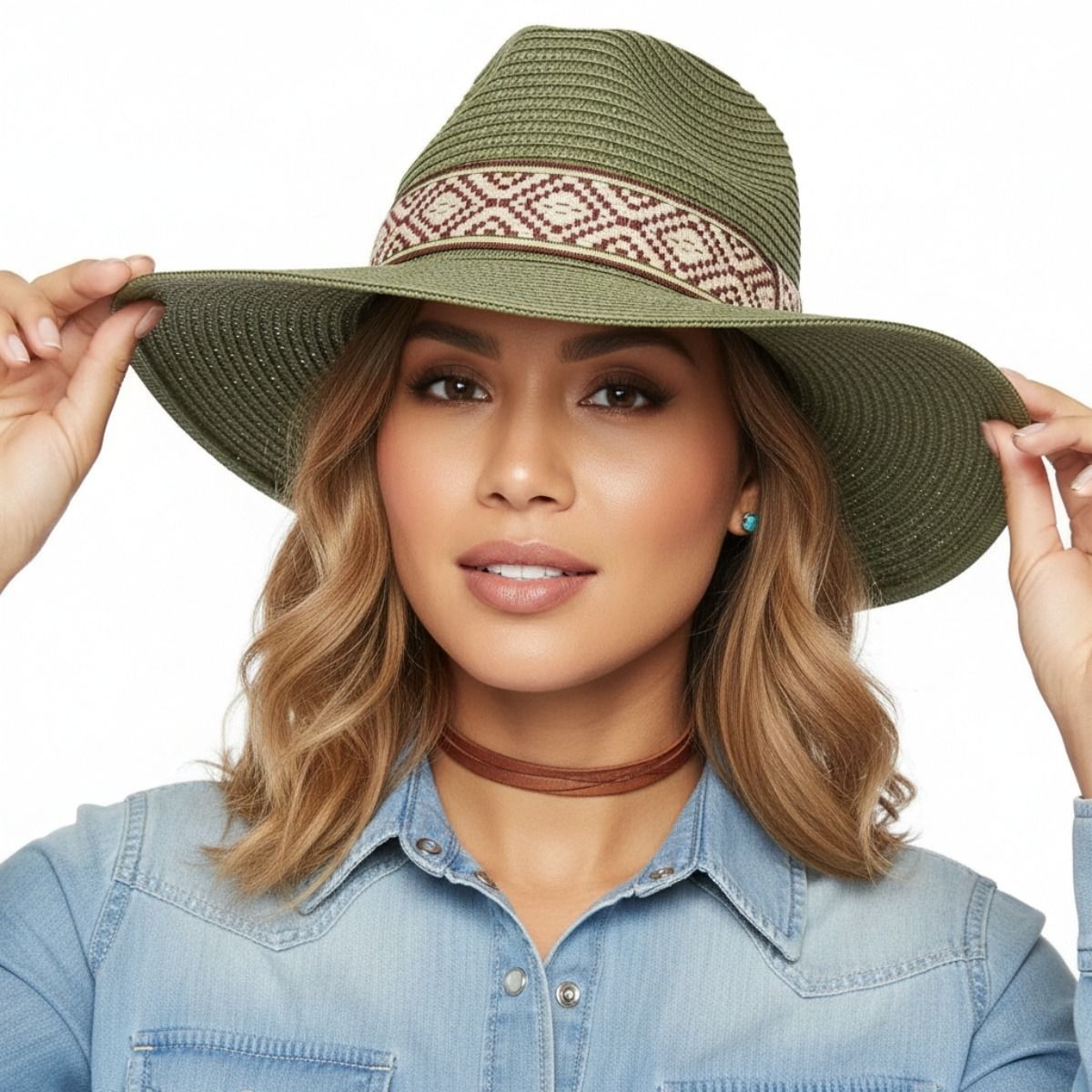 Olive Straw Panama Fedora