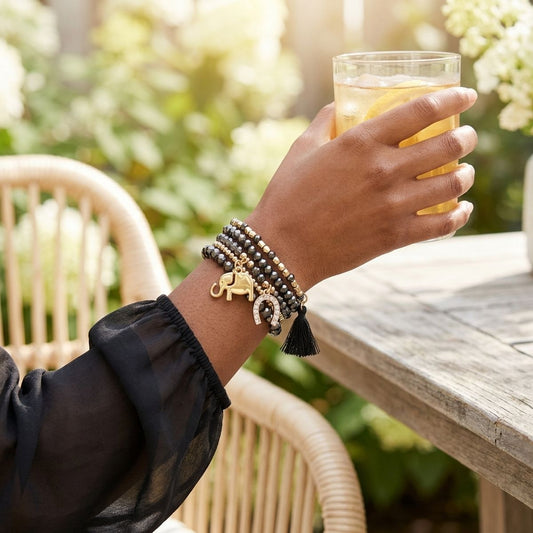 Black Elephant Horseshoe Bracelets