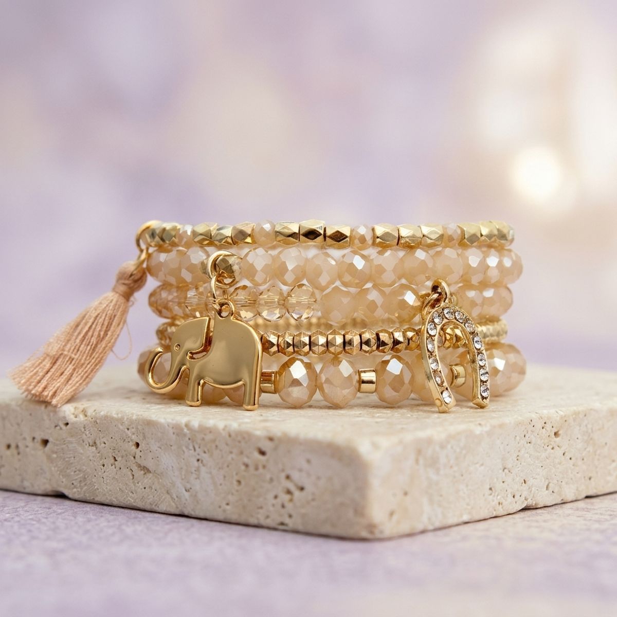 Light Brown Elephant Horseshoe Bracelets