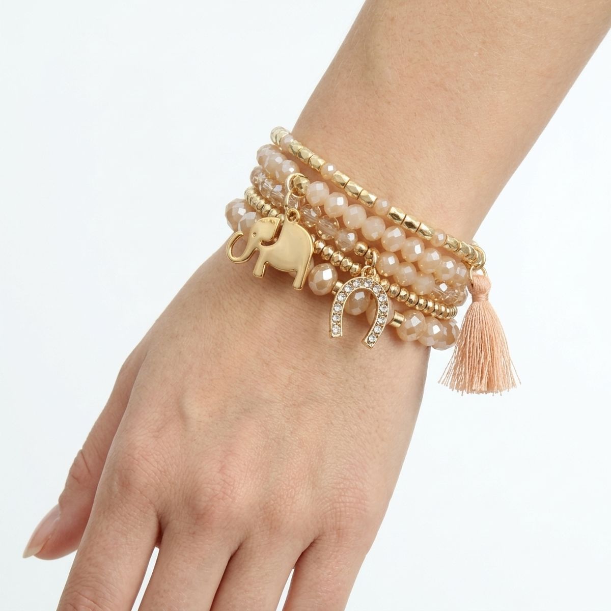 Light Brown Elephant Horseshoe Bracelets