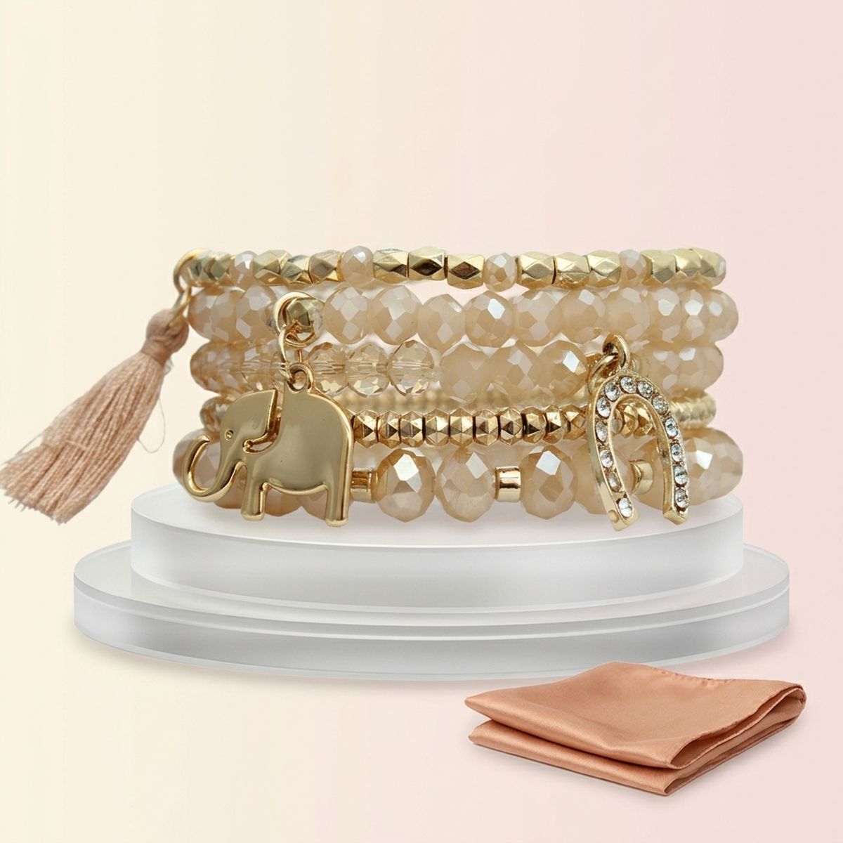 Light Brown Elephant Horseshoe Bracelets