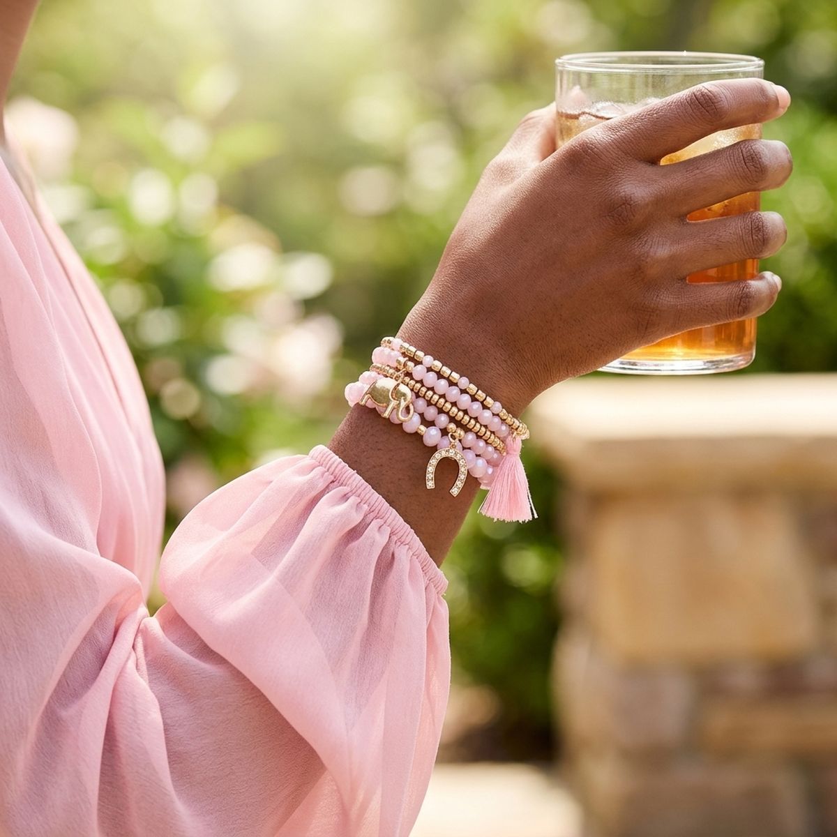 Light Pink Elephant Horseshoe Bracelets