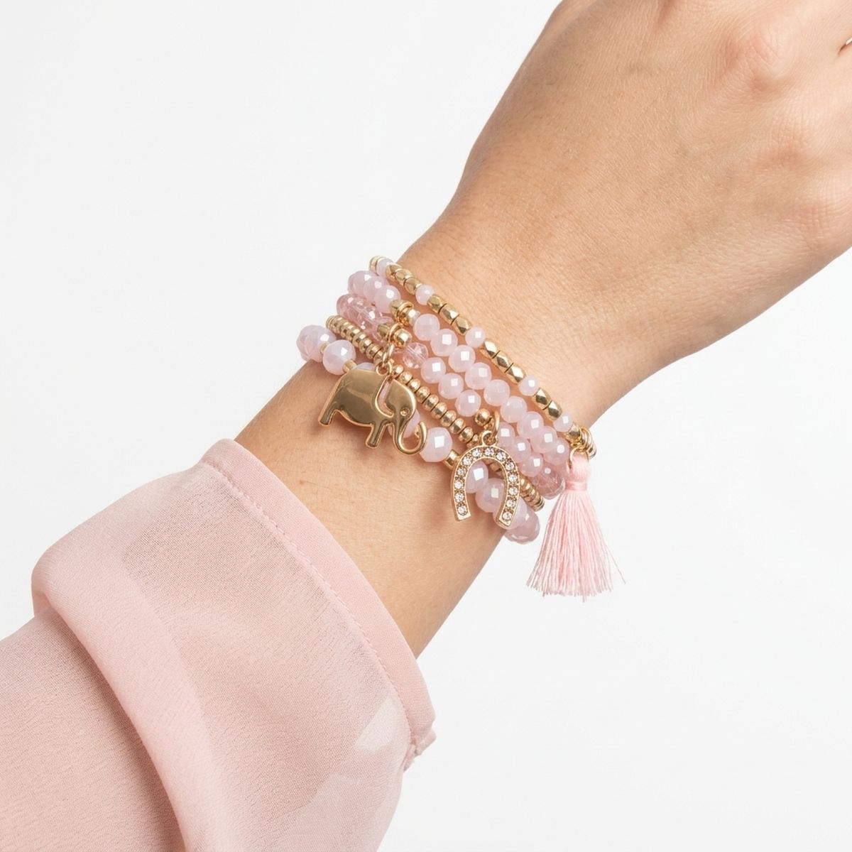Light Pink Elephant Horseshoe Bracelets