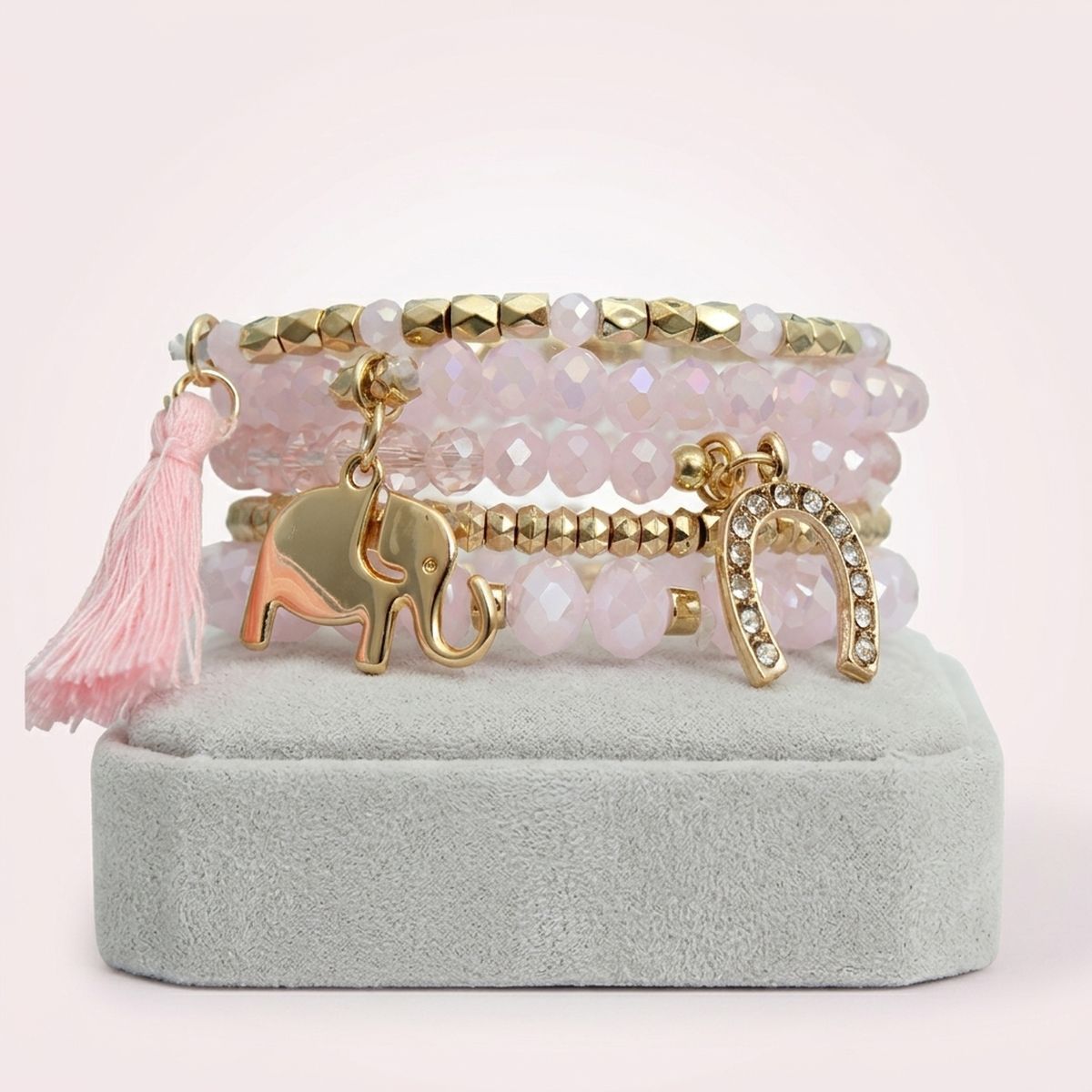 Light Pink Elephant Horseshoe Bracelets