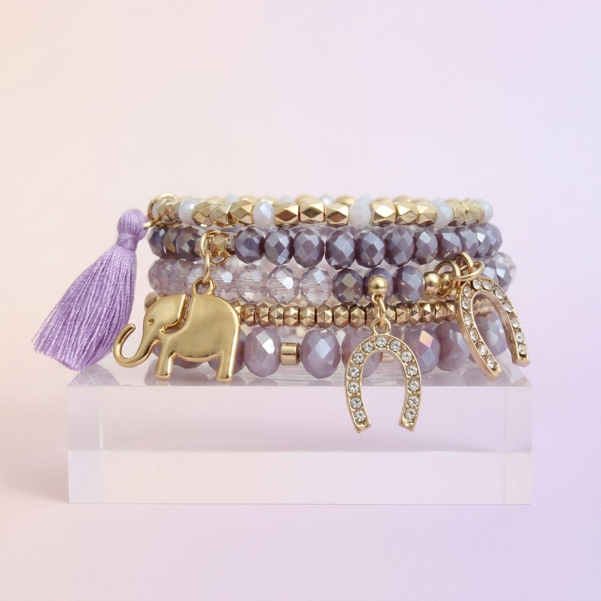 Light Purple Elephant Horseshoe Bracelets