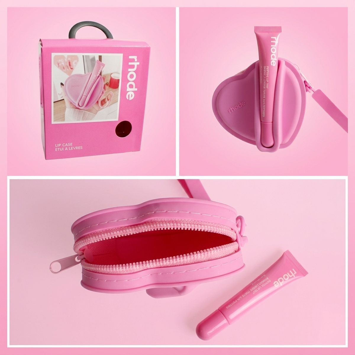 Pink Heart Silicone Pouch & Peptide Lip Tint Set