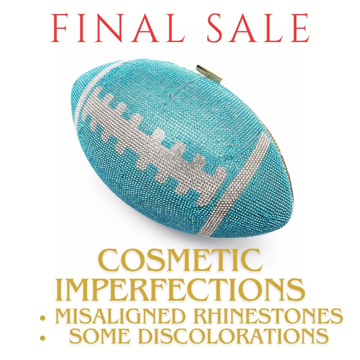 FINAL SALE Turquoise Bling Football Clutch - Premium Wholesale Fashion Accessories from Pinktown - Just $32! Shop now at chiquestyles