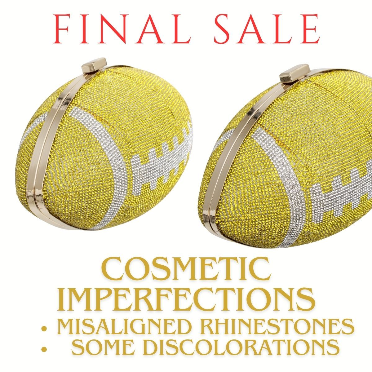 FINAL SALE Yellow Bling Football Clutch - Premium Wholesale Fashion Accessories from Pinktown - Just $32! Shop now at chiquestyles