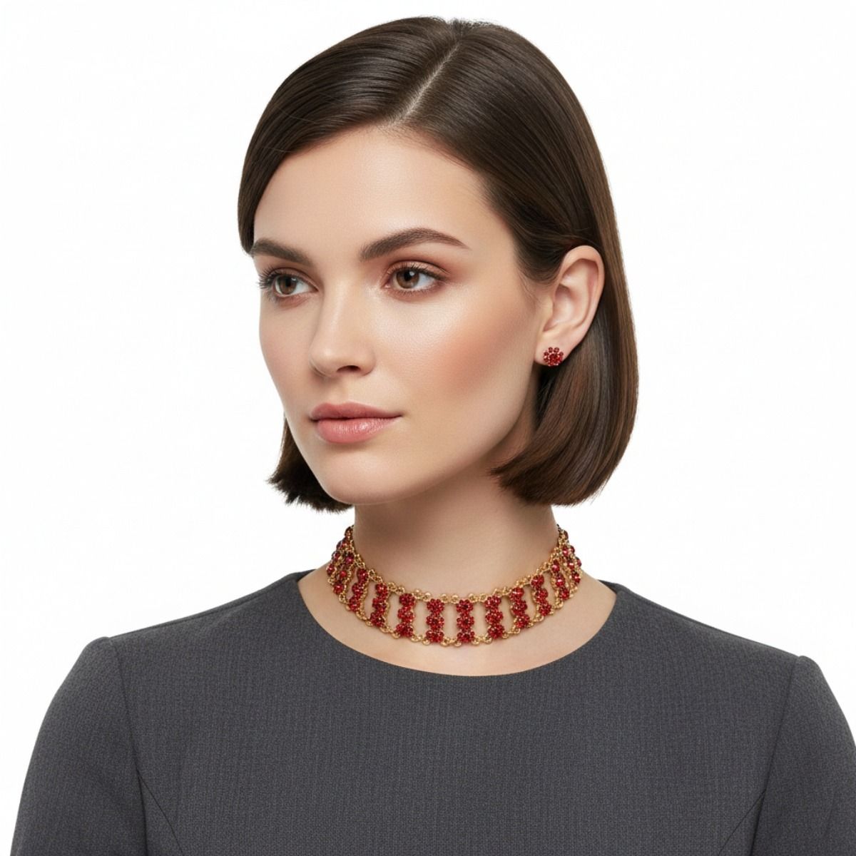 Metal Stone Choker Set