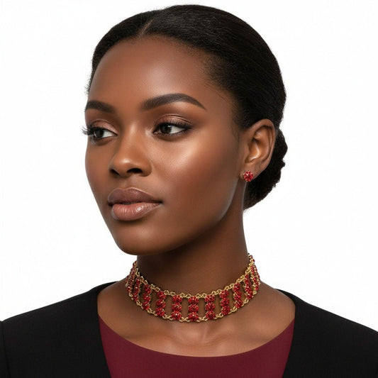 Metal Stone Choker Set