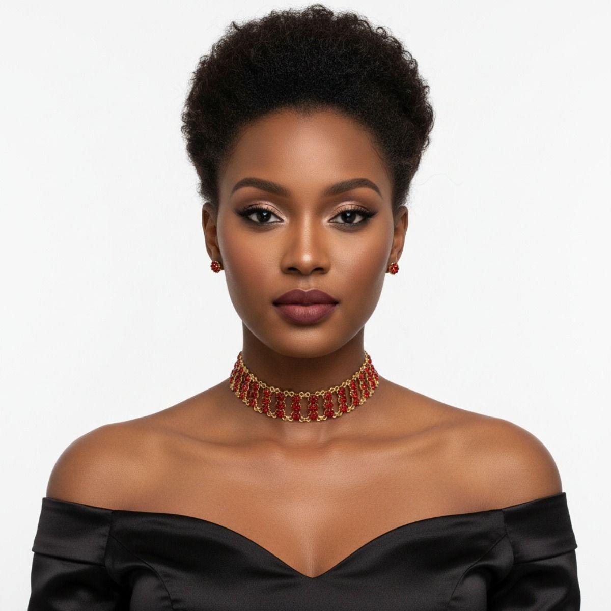 Metal Stone Choker Set