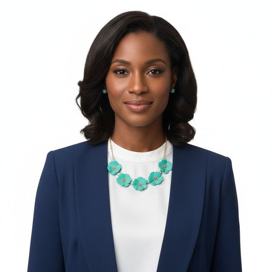 Mint Flower Necklace Set