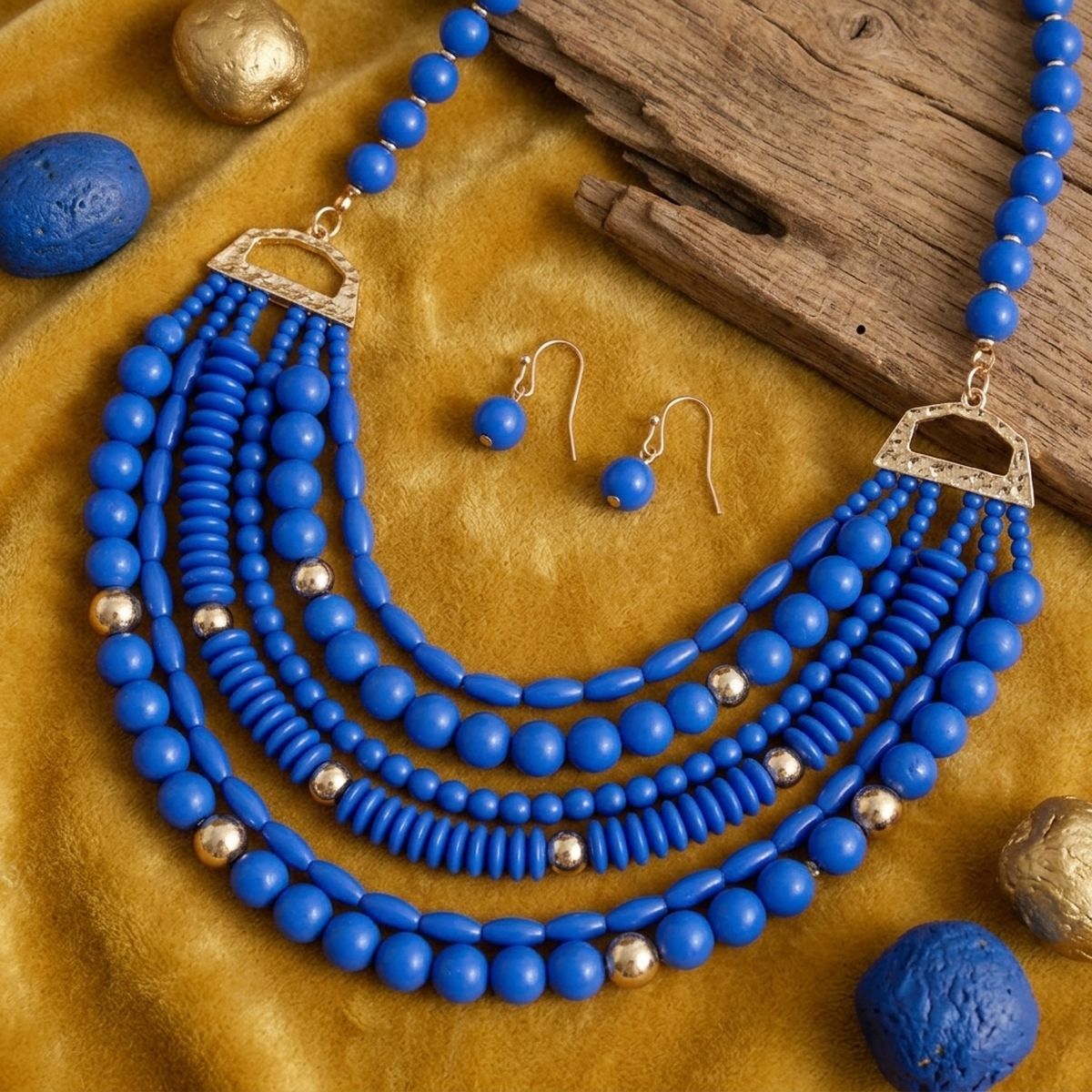 6 Layer Blue Bead Necklace