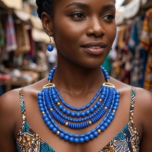 6 Layer Blue Bead Necklace