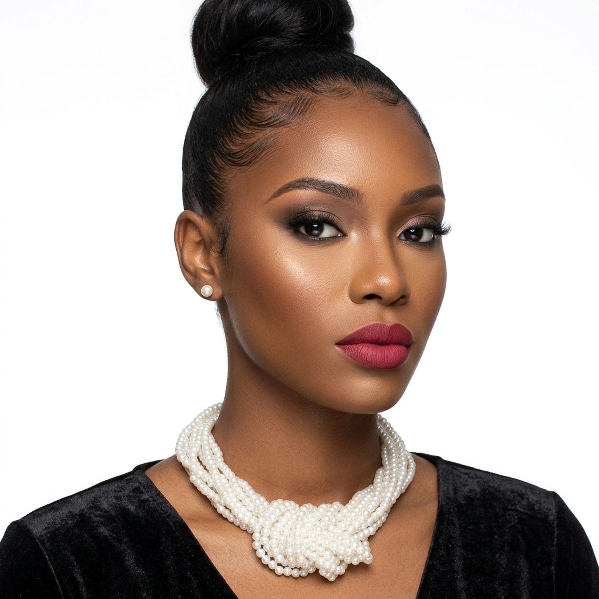 Cream Pearl 9 Strand Knotted Chunky Necklace