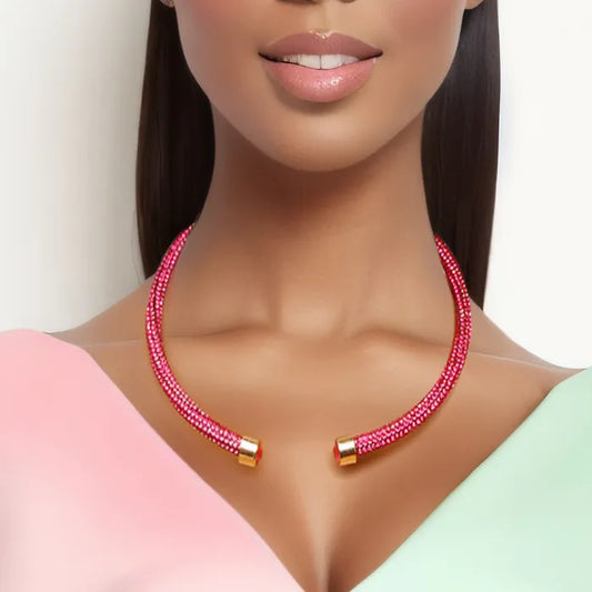 Pink Rhinestone Wrap Choker|16 inches - Premium Wholesale Jewelry from Pinktown - Just $10! Shop now at chiquestyles